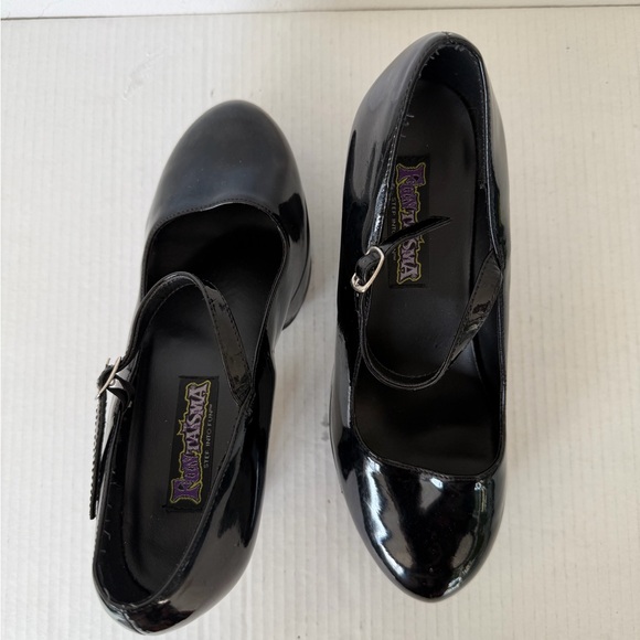 Pleaser Black Patent Mary Jane Platform Heels Size 8.5 - Picture 12 of 16